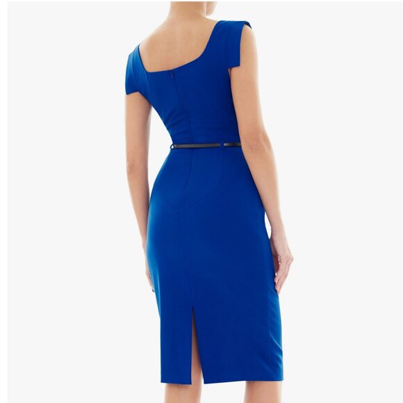 BLACK HALO Classic Jackie O Sheath Dress in Cobalt Size 6 - Picture 4 of 12